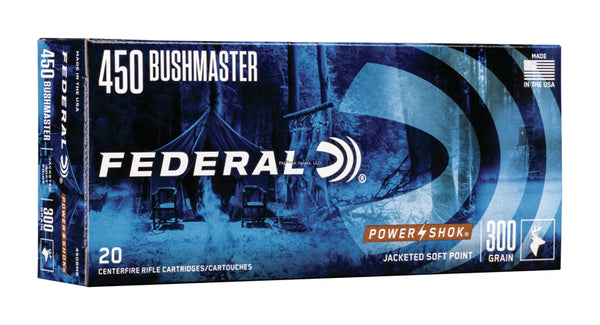 Federal 450BMB Power-Shok Rifle Ammo 450 Bushmaster, SP, 300 Grains, 1900fps