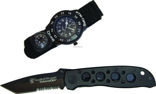 Smith & Wesson Extreme Ops Watch & Folding Knife Combo