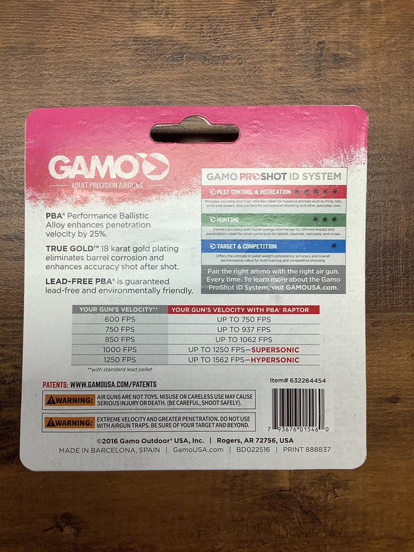 Gamo Raptor PBA Supersonic Airgun Pellets, .177 Cal, Lead Free