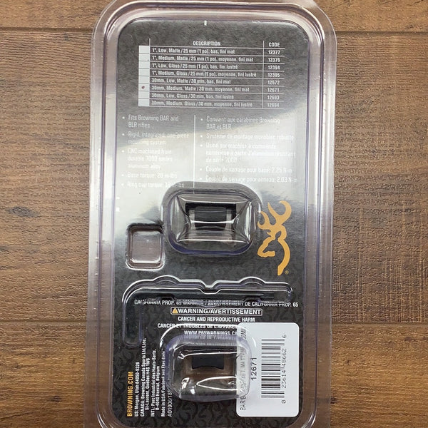 Browning BAR/BLR Scope RIngs Med 30mm 12671