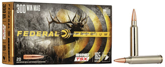 Federal P300WR Premium Barnes TSX Rifle Ammo, 300 Win Mag, 165 Grain, 20 Rounds Per Box