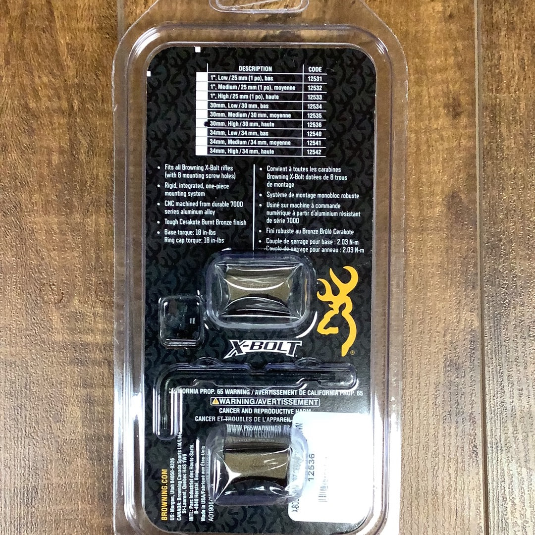 Browning XBolt 30mm high scope rings cerakoted bronze Hunters