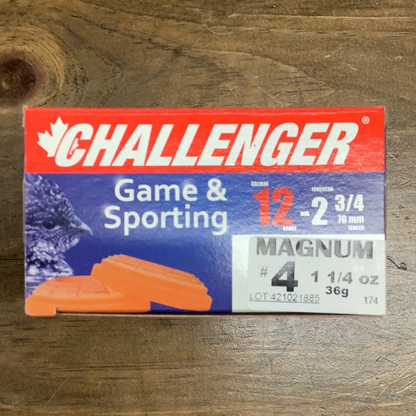 Challenger 12ga magnum 2.75” #4 lead