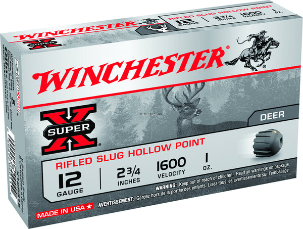 Winchester Super-X Rifled Slugs 12 GA, 2-3/4 in, 1oz, 1600 fps, 5 Rnd per Box