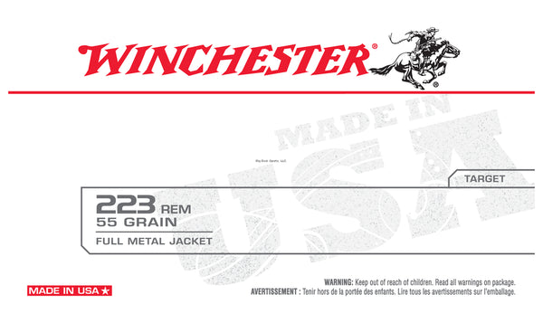 Winchester 223 REM, FMJ, 55 Gr, 3240 fps, 150 Rnd Bulk Box