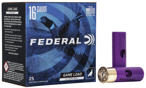 Federal Game-Shok Upland - Hi-Brass 16 GA, 2-3/4 in, No. 4, 1-1/8oz, 3.22 Dr, 1295 fps