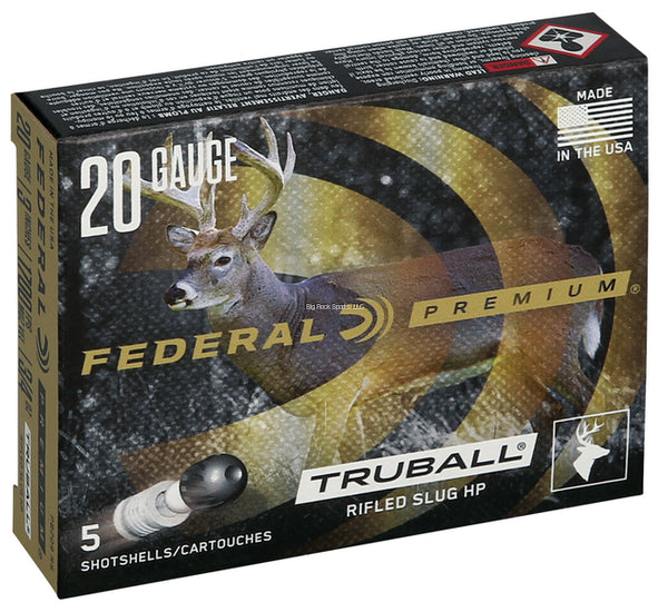 Federal RS Vital-Shok TruBall Rifled Slugs 20 GA, 3 in, 3/4oz, 1700 fps, 5 Rnd per Box