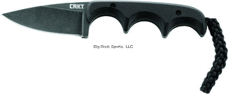 CRKT Minimalist Black Drop Point Knife, 2.16" Blade, with Sheath and Lanyard