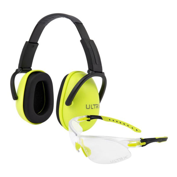 ULTRX Sound Blocker Youth Ear and Eye Protection Combo, Lime - 4176