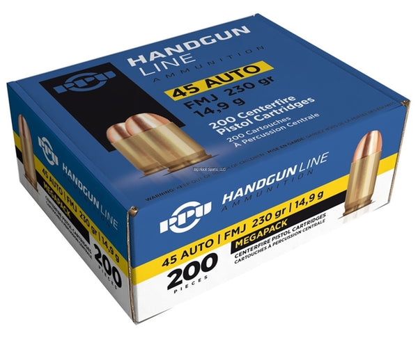 PPU PPH45M Pistol Ammo 45 ACP FMJ 230gr, 200 Rnd