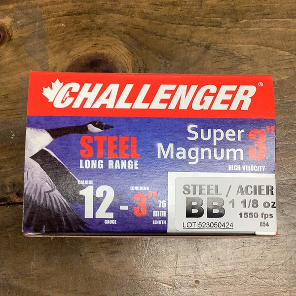 Challenger Super Magnum  12 GA, 3 in, Steel, No. BB, 1-1/8 oz, 1550 fps
