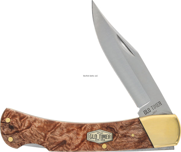 Old Timer Golden Bear 3.9" Clip Folder Lockback Folder, Leather Sheath