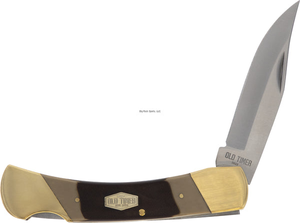 Old Timer Cave Bear 3.9" Clip Folder Lockback Folder, Leather Sheath
