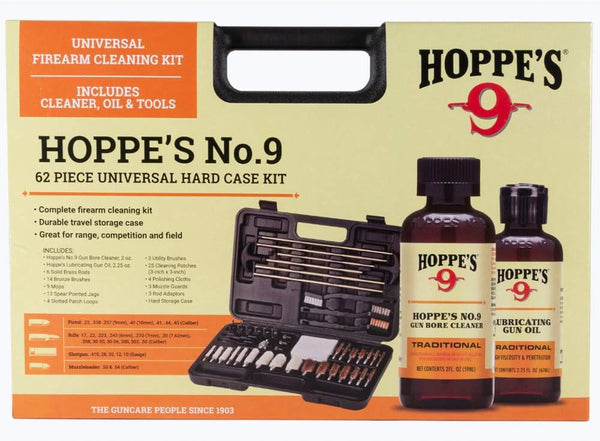 Hoppes 62 PC UNIVERSAL HARD CASE CLEANING KIT W/ NO9 CLEANER & OIL