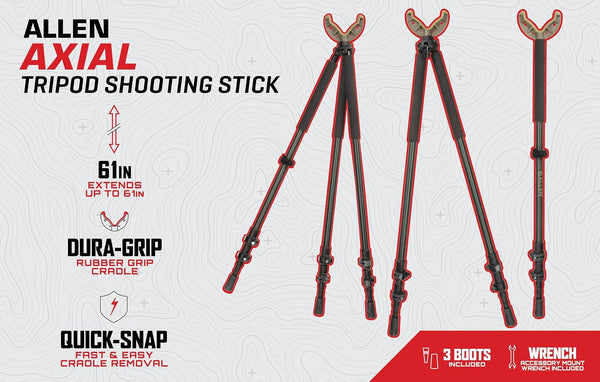 Allen Axial Shooting Stick- Tri/Bi/Monopod 61", Black