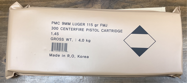 PMC 9mm 115gr, FMJ, 6 Boxes in BATTLE PACK 300 ROUNDS