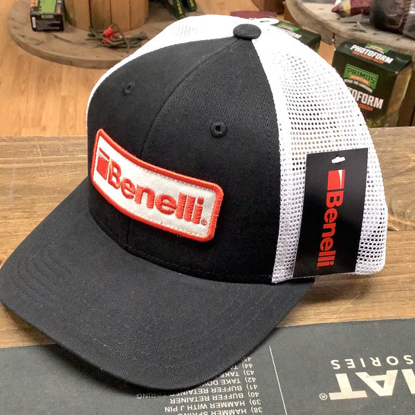 Benelli snap back truckers hat-black & white