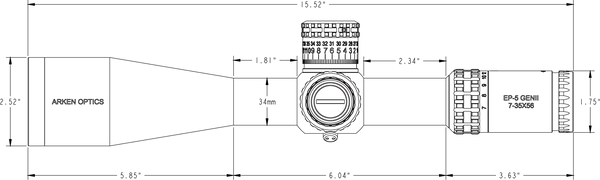 Arken EP-5 GENII 7-35X56 FFP Illuminated VPR/TOR - Zero Stop - 34mm Tube
