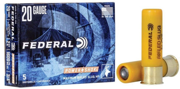 FEDeral 20GA 2 3/4” MAX. 3/4oz RIFLED SLUGS
