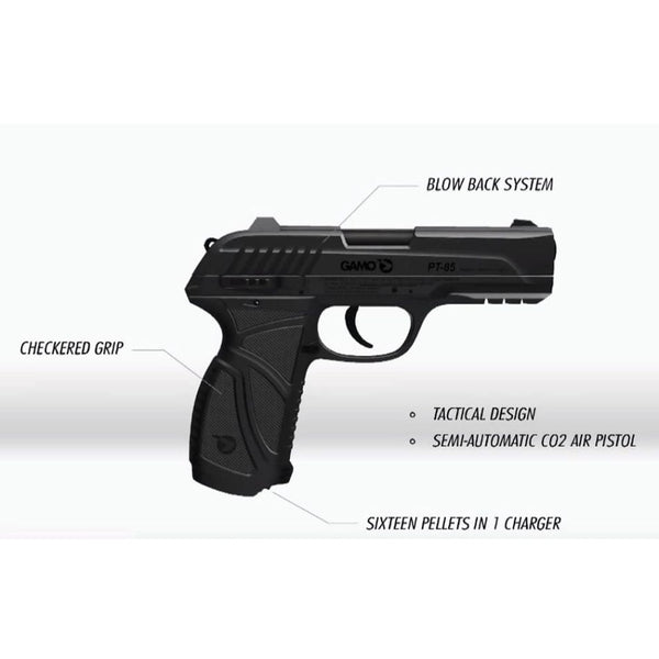 Gamo PT-85 BLOWBACK PELLET PISTOL CLAMPACK .177