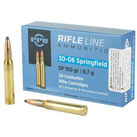 PPU PRVI Rifle Ammo 30-06 SP 150gr 20 rds