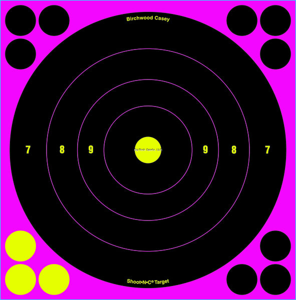 Birchwood Casey Shoot-N-C Pink 8" Bullseye Target 6/Pk
