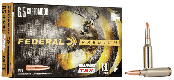 Federal Premium Barnes TSX Rifle Ammo, 6.5 CRD, 130 Grain, 20 Rounds Per Box