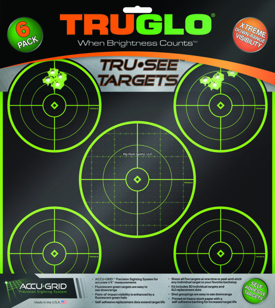 TRUGLO Tru-See Target 5-Bull, 12x12, 6Pk