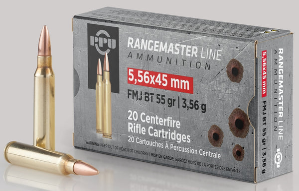PPU Rangemaster 5.56x45 FMJBT, 55 Gr, 20 Rnd
