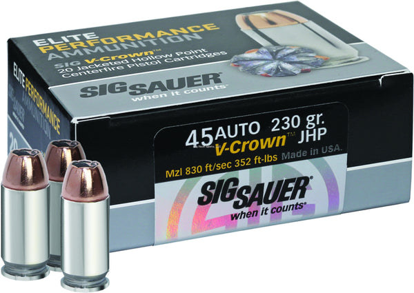 Sig Sauer Elite V-Crown Performance Pistol Ammo 45 ACP