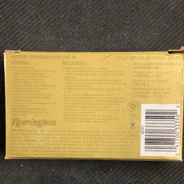 Remington 12 gauge 2 3/4” 385gr Sabot Slug