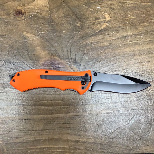 Ruko folding knife, aluminum handle, orange