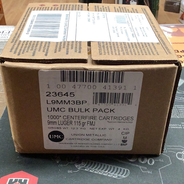 Remington 9mm UMC FMJ115gr Bulk - 1000 rnds