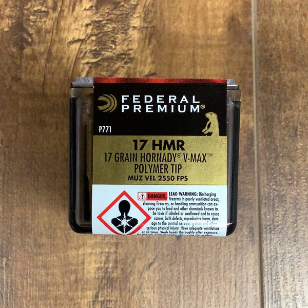 Federal premium .17hmr 17gr Hornady v-max