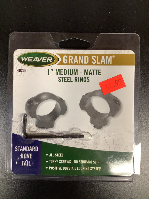 Weaver 49203 1” Medium Grand Slam Scope Rings