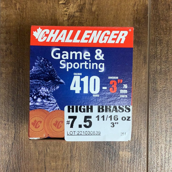 Challenger .410ga 3” #7.5 high brass lead