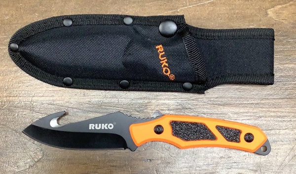 Ruko fixed blade skinning knife with gut hook