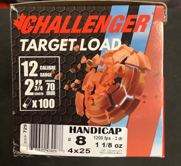 Challenger target load 12ga 2.75” #8 100 rounds