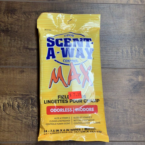 Scent a way max odorless field wipes