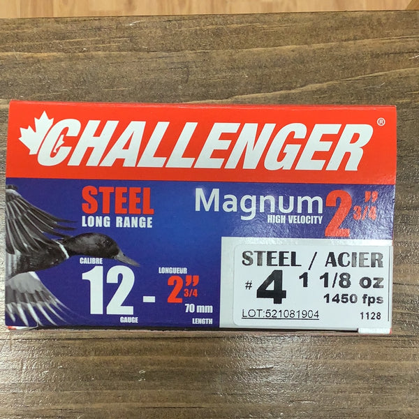 Challenger 12ga Magnum 2.75”, #4 steel