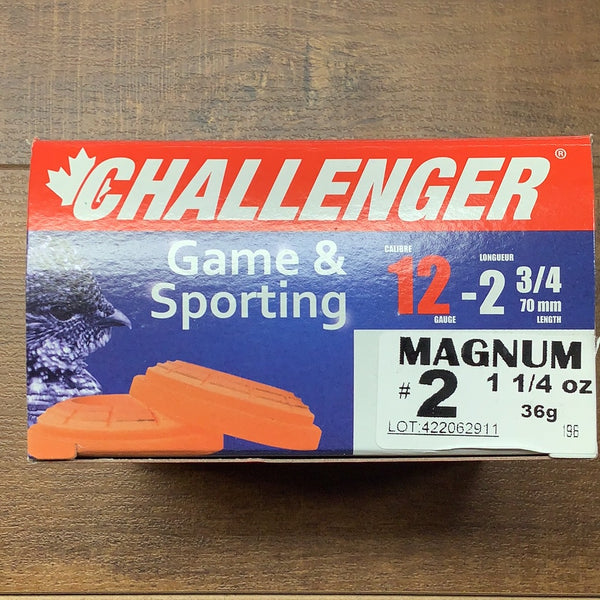 Challenger 12ga 2.75” magnum #2 lead